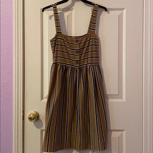 Sleeveless brown striped mini dress
